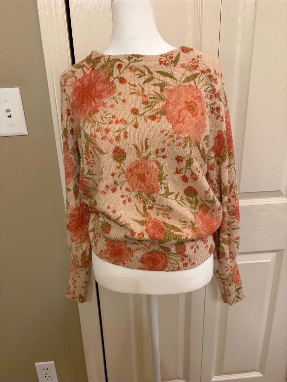 LC Lauren Conrad Peach Floral Sweater